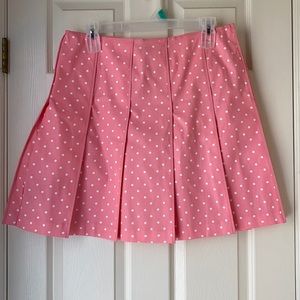 Ann Taylor Loft Pink w/ White Dots with 10 Large Pleats and Ribbon Trim …